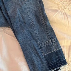 Super cute patchwork straight leg ankle jeans